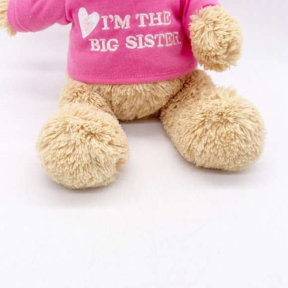 GUND Brown Teddy Bear Plush I'm the Big Sister Pink Shirt Stuffed Animal Toy 12” - Picture 3 of 9